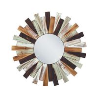espejo de pared de madera de abeto clara blanco verde 75 cm accesorio tampico