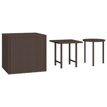 3 Uds Mesas Auxiliares De Jardín，mesa Para Exteriores，mesa De Patio Ratán Sintético Marrón