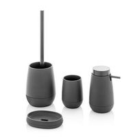 set de 4 accesorios de bano trendy negro en plastico