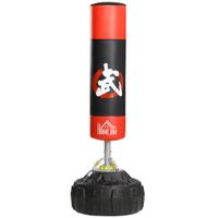 homcom saco de boxeo de pie soporte para adultos base grande rellenable de arena 60 kg  agua 50 kg resortes r60x180 cm negro y rojo   aosom espana