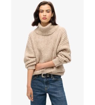 Superdry para mujer. W6110582A Jersey Brushed Rib beige (S/M), Casual, Acrílico