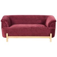 sofa de 2 plazas tapizado de chenilla patas de madera sala de estar estilo moderno borgona alnor