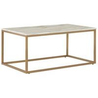 mesa de centro efecto marmol beige dorado 100 x 60 cm base de metal dorris