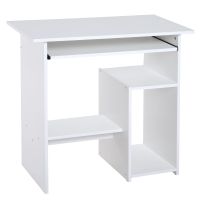 homcom escritorio para computadora escritorio con almacenamiento bandeja para teclado y soporte de monitor 80x45x75 cm blanco   aosom espana