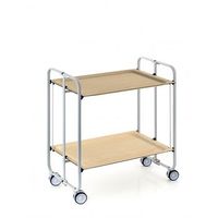 carrito auxiliar con ruedas bauhaus armazon gris 2 bandejas haya