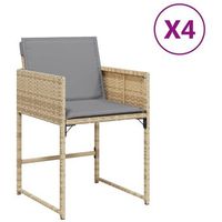 pack 4 uds sillones jardin  silla de jardin  silla de exterior con cojines ratan sintetico beige mezcla