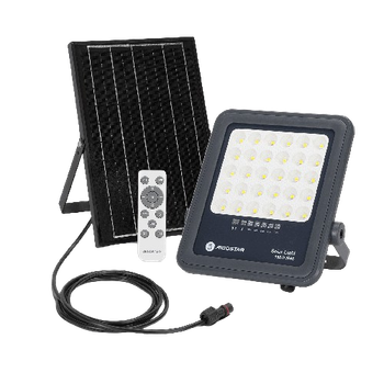 Aigostar Foco proyector LED solar con control remoto,focos solare de 100W, 1000LM,luz blanca fría de 6500K,IP65 impermeable Luz solar exterior,para jardín,terrazas,caminos,garajes,cable de 2M