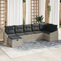 juego de sofas de jardin  de 7 piezas con cojines gris claro ratan poliester v7528 unico  gris