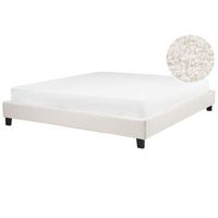 cama con somier minimalista sin cabecero tapizada de boucle beige claro 180 x 200 cm roanne