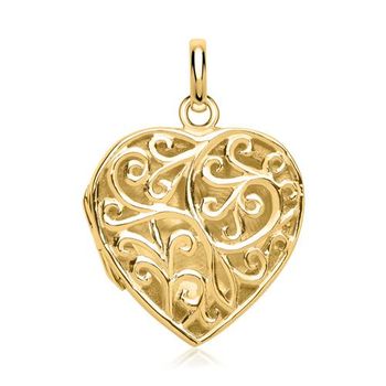 Elegante corazón muchos adornos chapado en oro