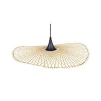 lampara de techo colgante 60 cm con pantalla ovalada de madera de bambu marron claro floyd