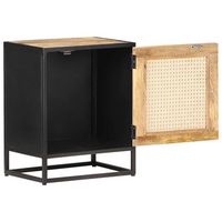 mesita de noche - mesilla madera de mango rugosa cana natural 40x30x50cm mc4738
