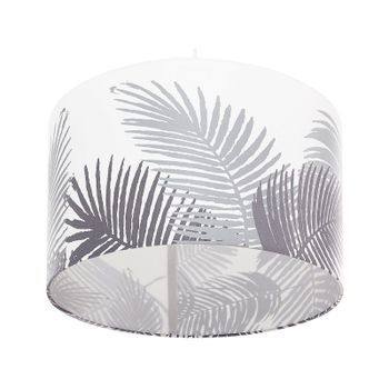 Lámpara De Techo De Tela Blanca Y Gris Con Motivos En Forma De Hoja 1 Luz Ziller