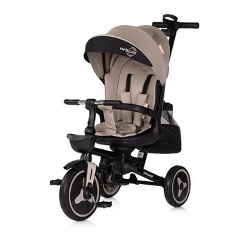 Triciclo Plegable Chipolino Twist Fold Con Asiento Giratorio 360°, Respaldo Reclinable Y Manillar Parental Hasta 25 Kg - Latte