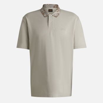 BOSS Orange Jungle Collar Cotton-Piqué Polo Shirt - S