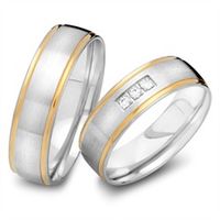 alianzas 14 quilates oro amarillo-blanco 3 diamantes