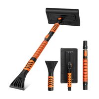 costway pala de nieve extensible 2 en 1 rascador de hielo para parabrisas de coche cabezal giratorio de 180 mango antideslizante de eva negro