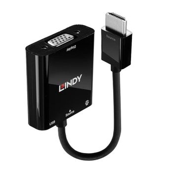 Adaptador de cable de vídeo Lindy 0,1 m HDMI a VGA con audio