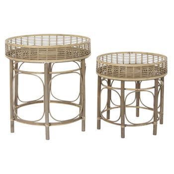 Mesita Auxiliar Set 2 Ratan 61x61x64 49,5x51