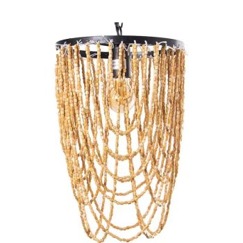 Lámpara techo araña cuentas madera Boho