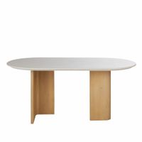 mesa de comedor redonda de marmol blanco efecto travertino