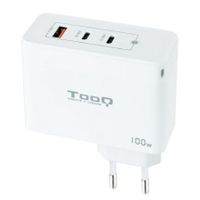 cargador de pared tooq tqwc-ganqc2pd100w 2xusb-c 1xusb-a gan 100w blanco