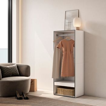Vestidor efecto madera blanco 60x35x145cm