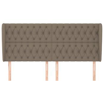 Cabecero Cama Mueble De Dormitorio Con Orejas De Tela 203 X 23 X 118/128 Cm Gris Topo M02_0003465