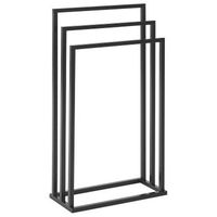 toallero de metal negro mate 3 rieles accesorio de pie moderno bano charras