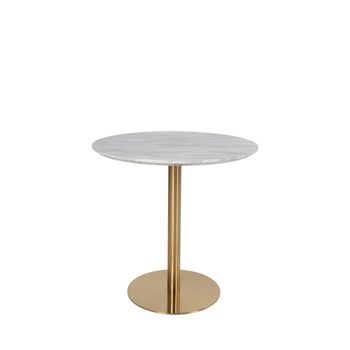 Mesa de comedor redonda para 2 personas efecto mármol - blanco