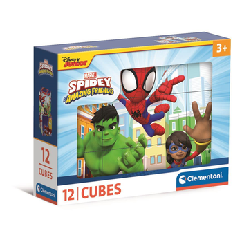 Clementoni - Puzzle Infantil Rompecabezas 12 cubos Spidey And His Amazing Friends (41198.6)