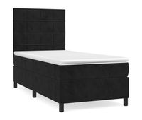 cama box spring con colchon terciopelo negro 80x200 cm bloques con cuadros
