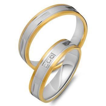 Alianzas 8 quilates oro amarillo-blanco 3 diamantes
