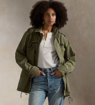 Polo Ralph Lauren para mujer. 211941066001 Chaqueta Iconic verde (M), Casual, Algodón