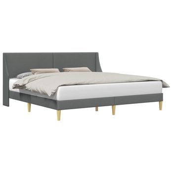 Estructura De Cama Con Cabecera Gris Oscuro 183 X 213 Cm Tela Vidaxl