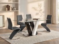 mesa de comedor cristal negro blanco