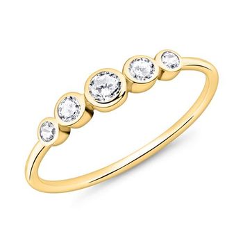 Anillo para mujer de plata 925 chapada en oro circonita cúbica