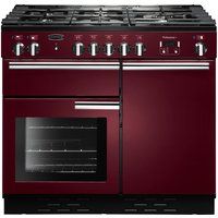 rangemaster professional 100 dual fuel range cooker - cranberry  chrome cranberry