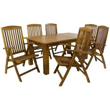 Conjunto Muebles De Madera Teca, Mesa De 180 Cm De Largo Y 6 Sillones Reclinables, Madera Teca Grado A, Tratamiento Al Agua Aplicado, Juego De Comedor De Teka, Set Sillas Y Mesa De Teka, Set Terraza