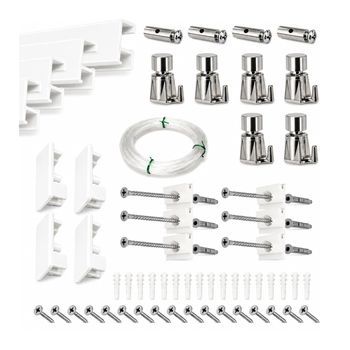 Eurohang Pack Colgar Cuadros Sin Agujeros 6m Guías Aluminio Blanco Mate Con 6 Colgadores Automático, Cuelga Cuadros Sin Clavos Hogar Oficina