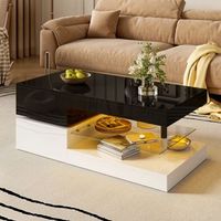 mesa de centro led negra y blanca 90 x 45 x 355 cm alto brillo