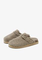 zuecos vibe clog fleece taupe - marron