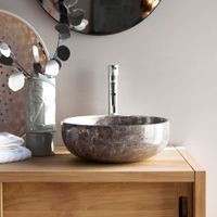 lavabo redondo de marmol gris claro   33 cm