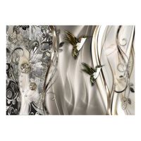 papel pintado 3d - hummingbirds on the wave brown 300x210 cm