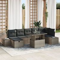 juego de sofa de 8 piezas con cojines gris poliratan v3376 unico  gris