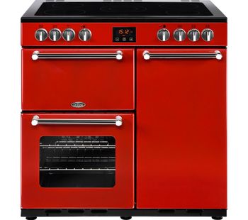 BELLING Kensington 90 cm Electric Ceramic Range Cooker - Red & Chrome, Red