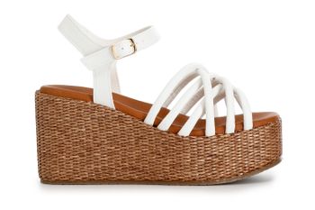 sandalia gilda con cuña de rafia white 40