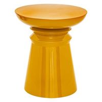jaya mesa auxiliar totem de metal amarillo mostaza d38cm