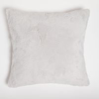 in home recycled polyester faux fur cushion - grey