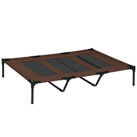 pawhut cama elevada transpirable para mascotas perros gatos tela oxford para dormir relajar interiores exteriores 122x92x23 cm cafe   aosom espana